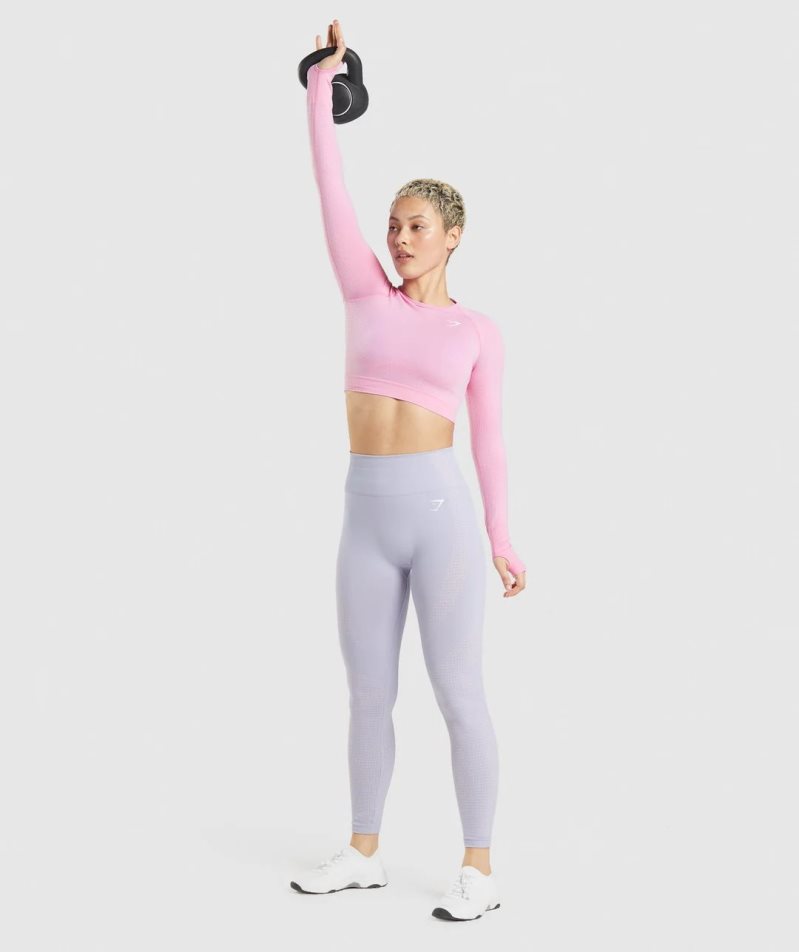 Women's Gymshark Vital Seamless 2.0 Cropped Tops Pink | CA 08A5N6